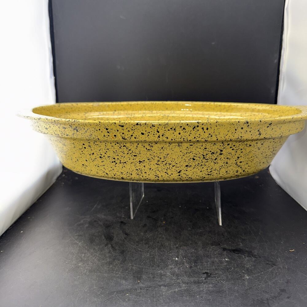 Vintage Cerutil Portugal Yellow Speckled Stoneware Oval Baking Casserole Dish